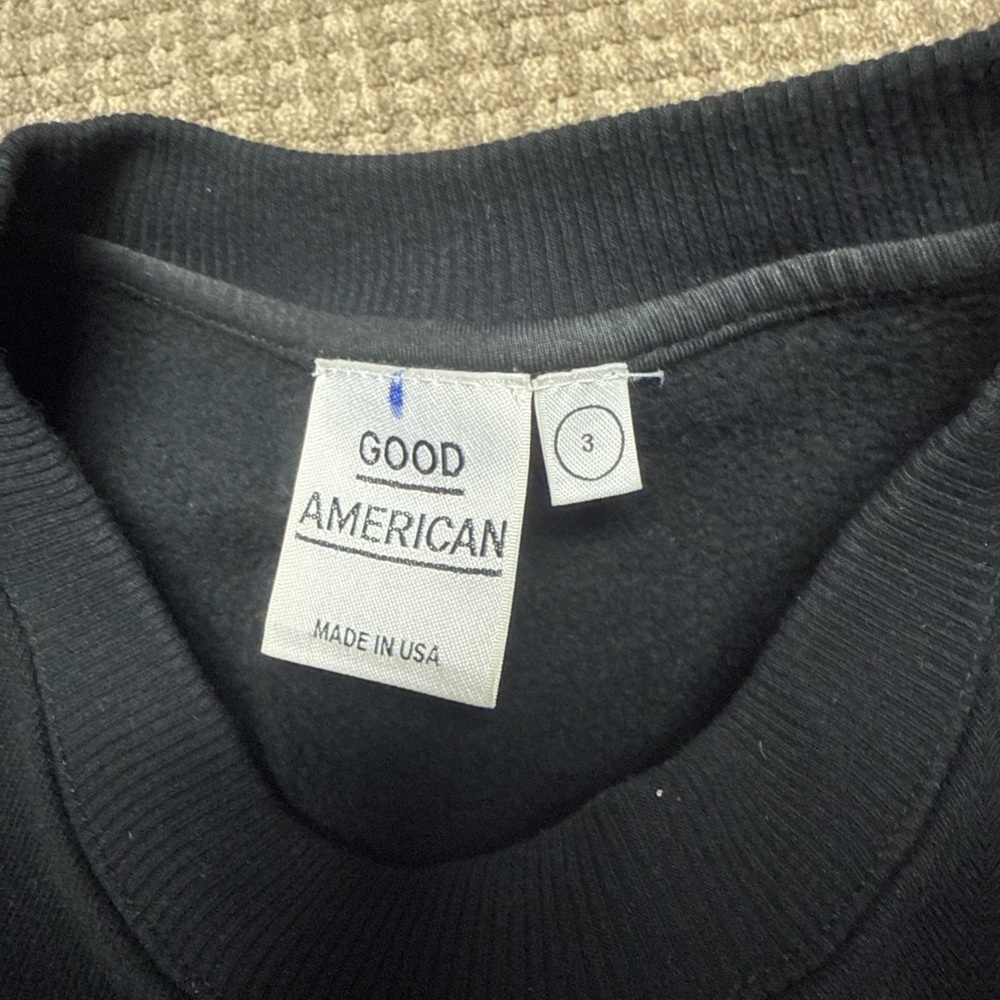 Good  American Icon Black Bejeweled Crewneck Sweater Sz 3 - Picture 3 of 7